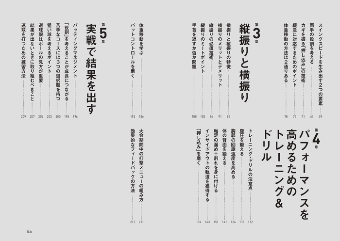 『新しい高校野球の教科書 新基準バット時代の打撃技術と科学的コーチング』目次②