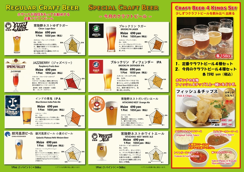 月替わりクラフトビールメニュー