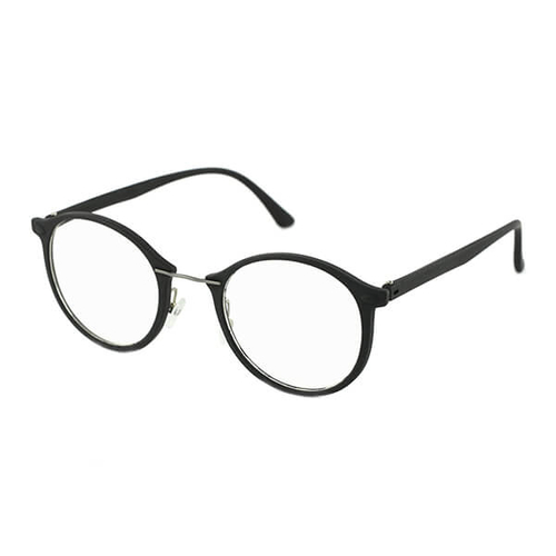 「メガネ ボストン マットブラック」価格：539円／丸みを帯びたボストン型のフレームがポイントの伊達メガネです。マットな質感のフレームがおしゃれ。