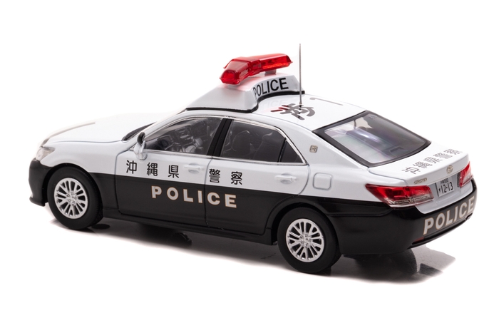 1/43 トヨタ クラウン ロイヤル (GRS210) 2019 沖縄県警察地域課渉外機動警ら隊車両 (渉1):左後