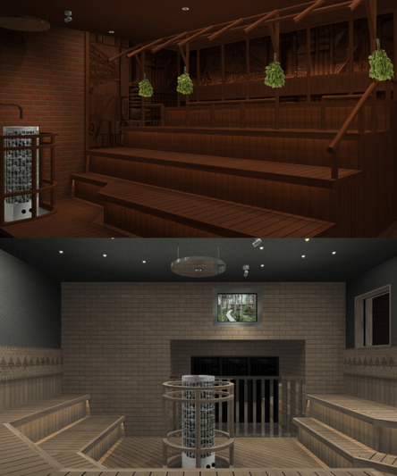 上が男性用サウナ・下が女性用サウナ