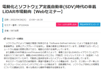 【講演のご案内】電動化とソフトウェア定義自動車(SDV)時代の車載LiDAR市場動向【Webセミナー】