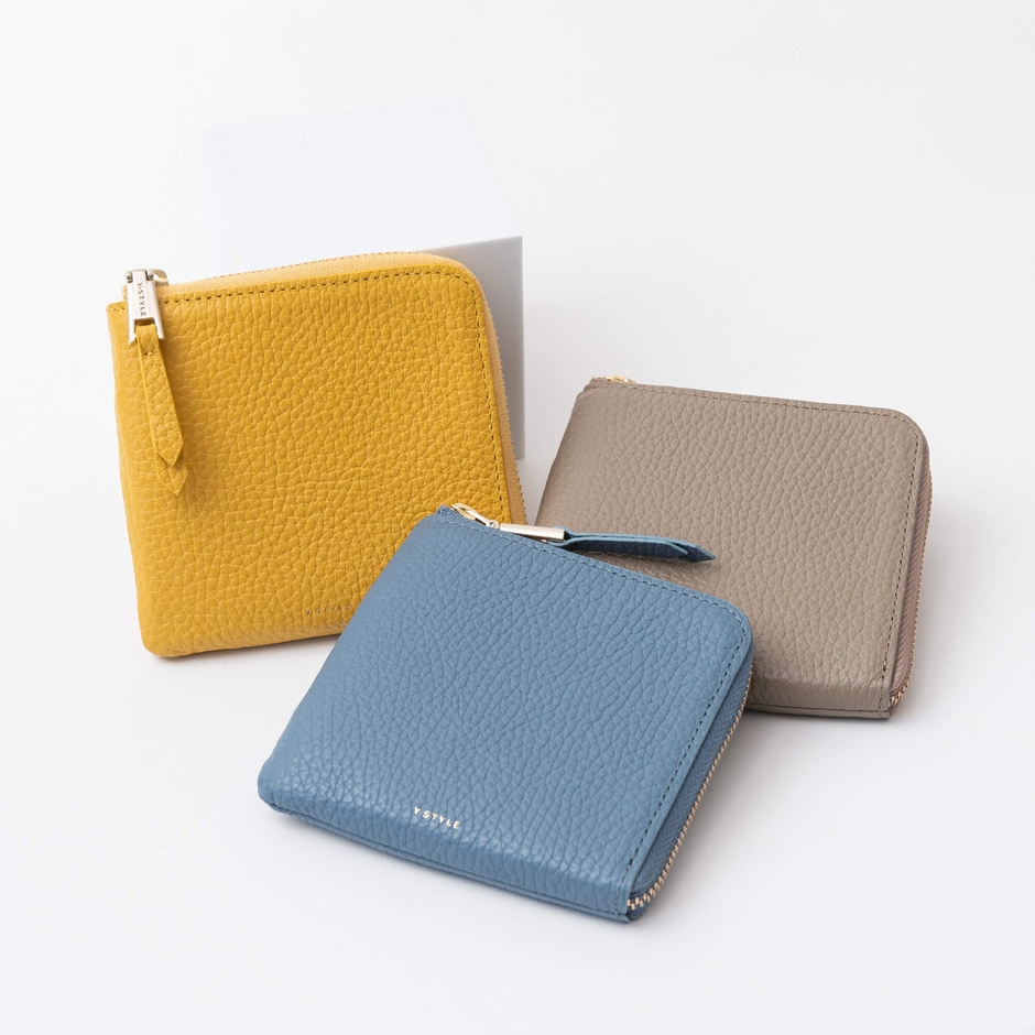 Y-STYLE薄型ミニウォレット(グレージュ/マスタードイエロー/ブルー)