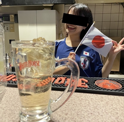 当日はサッカー日本代表コスプレ