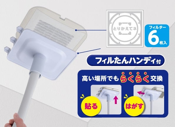 パッと貼るだけホコリとりフィルター換気扇用15㎝タイプ6枚入フィルたん ハンディ付