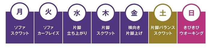 ソファ筋トレ:週間カレンダー