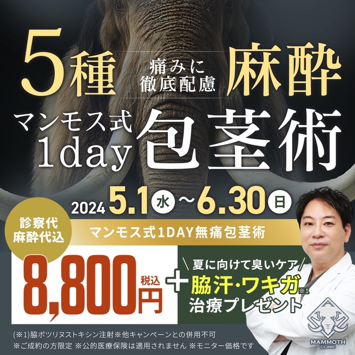 「マンモス式1day無痛包茎術」キャンペーン