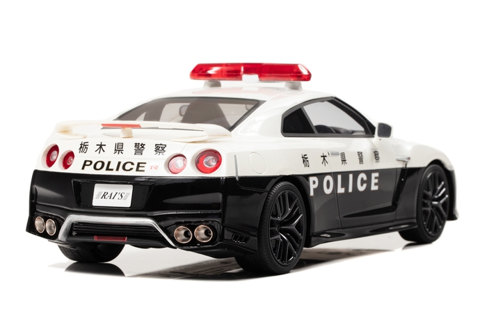 RAI'S 1/18 日産 GT-R (R35) 2018 栃木県警察高速道路交通警察隊車両:右後