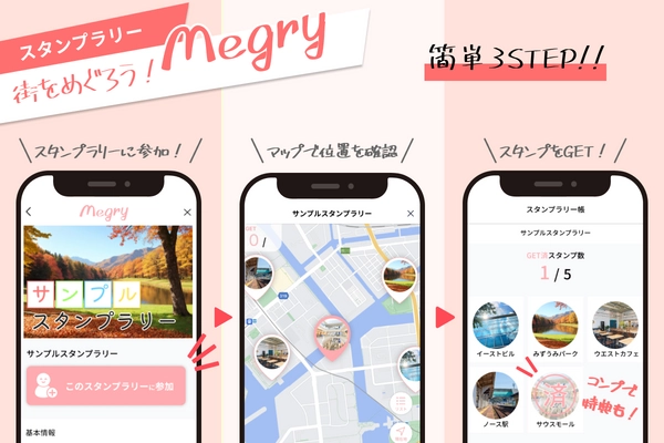 タップするだけ！ おでかけのテーマ探しや週末のひまつぶしがカンタンに　 スタンプラリー Megry　 2月22日からサービス開始