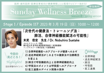 医師・歯科医師・薬剤師・医療従事者限定無料オンラインセミナー 『次世代の健康法・トレーニング法： 肺活、自律神経機能賦活の可能性』3/19(日)開催