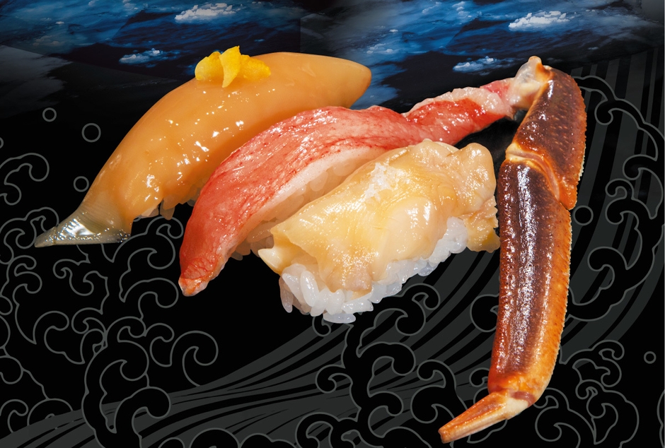 生のズワイかにが入った三貫