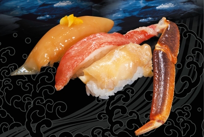生のズワイかにが入った三貫