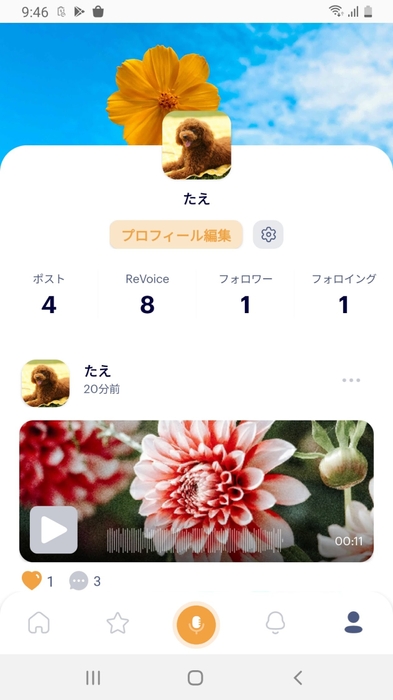 プロフィール画面