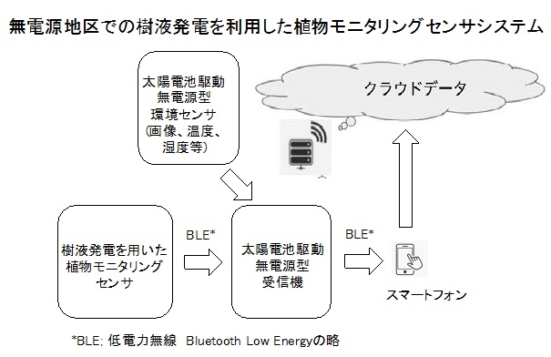 無電源地区での樹液発電を利用した植物モニタリングセンサシステム