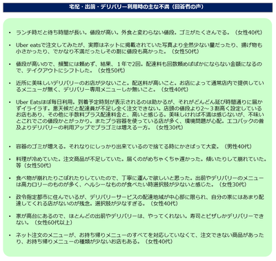 出前など不満