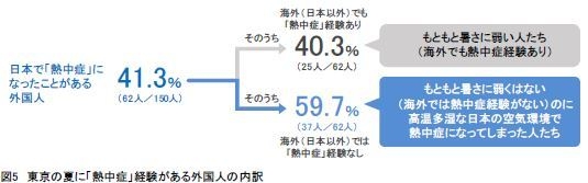 図5：東京の夏に「熱中症」経験がある外国人の内訳