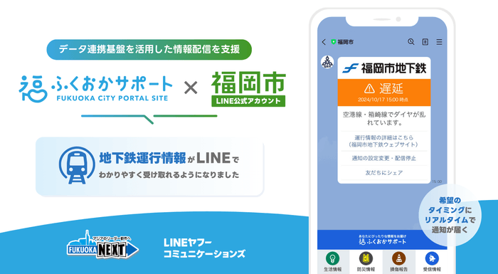 福岡市公式ポータルサイト「ふくおかサポート」と 福岡市LINE公式アカウントの連携を支援