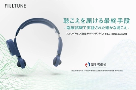 感音性難聴に効果が実証された 唯一の聴覚サポートデバイスがついに実用化　 世界初(※)・超磁歪式骨伝導エンジン搭載 「FILLTUNE CLEAR」8月5日より、 クラウドファンディングスタート　 ※当社調べ