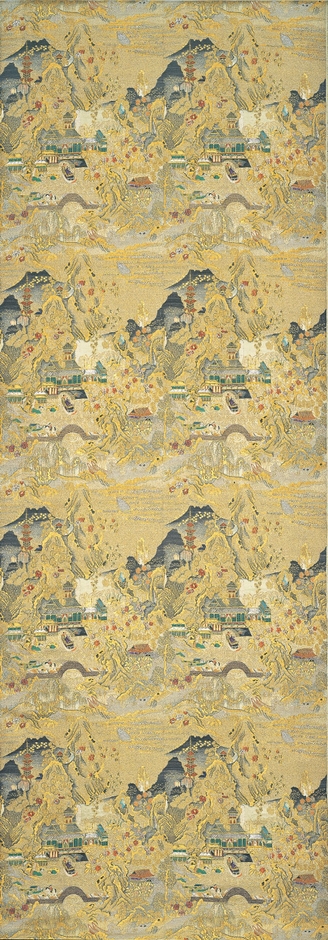 堂本印象案《国宝日暮文蒔絵錦》1919年以前　龍村美術織物蔵