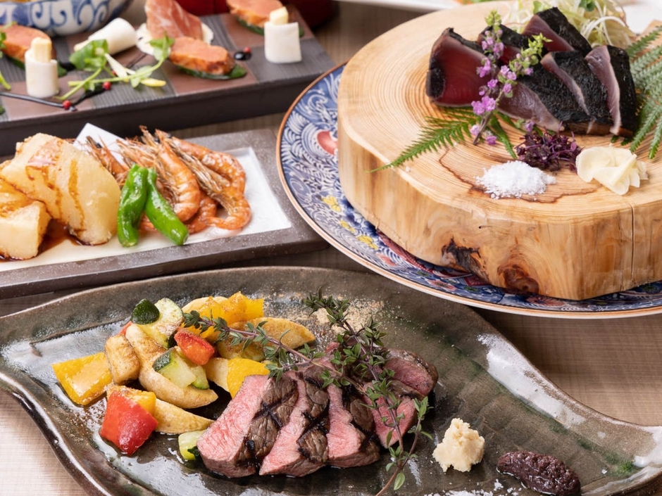熟成肉と藁焼きが付いたコースは4,000円～