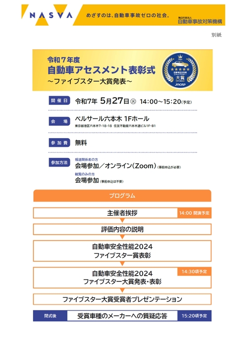 令和7年度自動車アセスメント表彰式 (別紙)