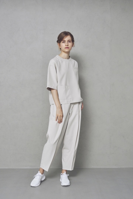 スクラブ トップス リブ オーバーサイズ