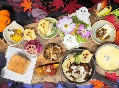 里山ごはん食堂 「里山農園プレート ハンバーグ ハロウィン仕様」