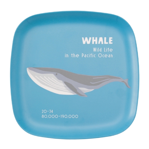 「バンブーファイバー プレート Whale」価格：490円／サイズ：W22×D22×H2cm／材質：メラニン樹脂・バンブーファイバー