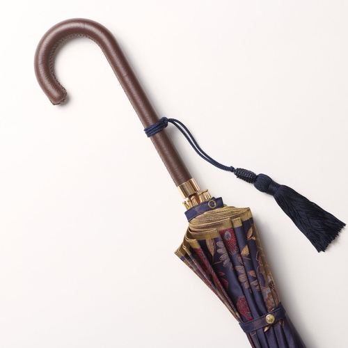 ダークブラウン×レディース雨傘「フローリスト-ネイビー」