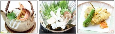 松茸の土瓶蒸し/鱧なべ/かます松茸巻き