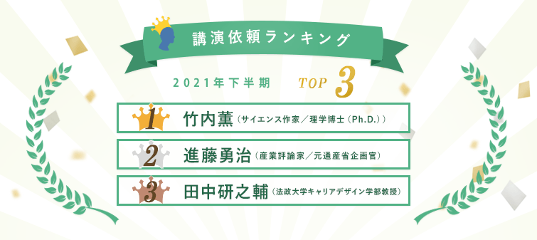 2021年下半期の講師の講演依頼ランキング