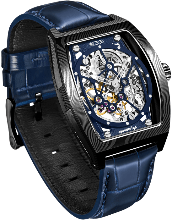 ZEROO M1D THE AURIGAダマスカス鋼ケースのトノー型メカニカルスケルトンウォッチ(4)