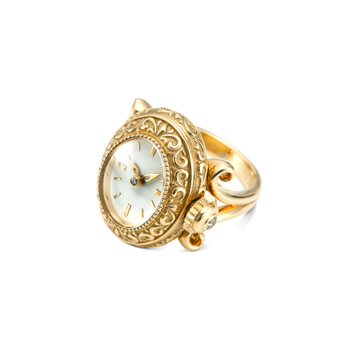 指輪に時計パーツをあしらったアンティークなデザイン