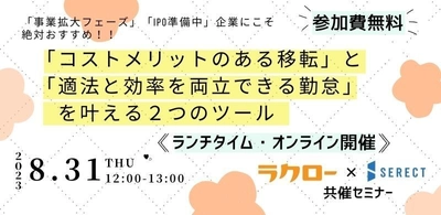 ラクロー×Lexiが8月31日にランチタイムウェビナーを開催！ 「オフィス移転」をきっかけとした「勤怠管理」の見直しを提案