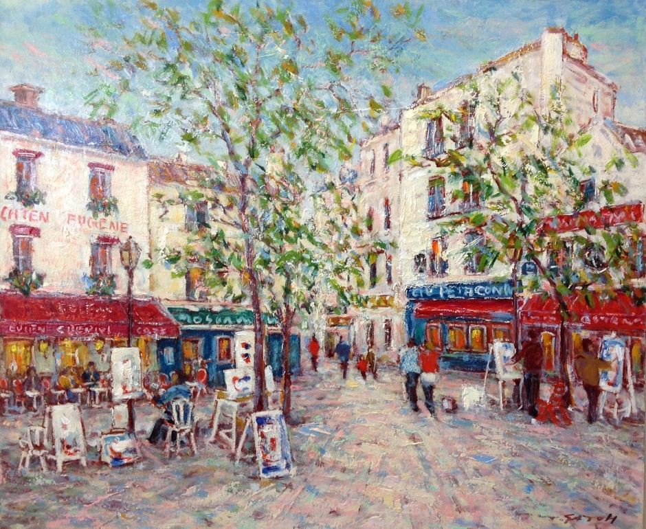 佐藤隆春 新春特別展2026　テルトル広場の赤いカフェ F20号