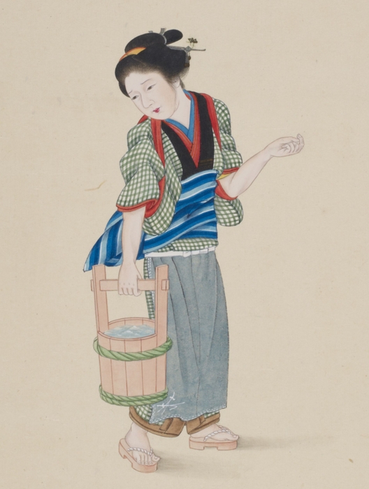 川原慶賀筆・人物画帳より「水汲みの娘」　ミュンヘン五大陸博物館蔵 (C)Museum Funf Kontinente&#44; Munich (MFK)