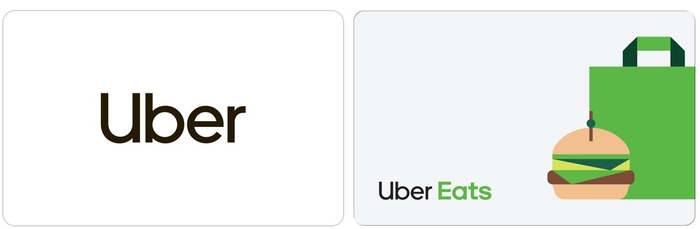 左：Uber ギフトカード、右：Uber Eats ギフトカード