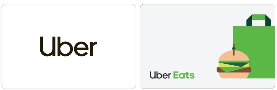 左:Uber ギフトカード、右:Uber Eats ギフトカード