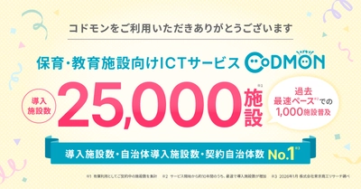 保育・教育・療育施設向けICTサービス「CoDMON（コドモン）」過去最速の普及ペースで、全国25,000施設に導入
～日本の保護者の約30％が利用する子育ての社会基盤へ～