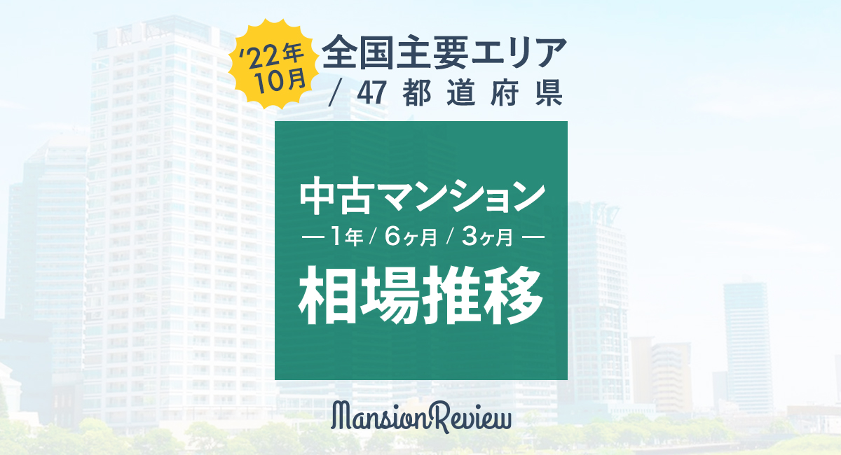「マンションレビュー」2022年10月 全国主要エリア/47都道府県 中古マンション相場推移を発表