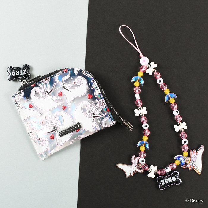 ミニポーチ/ビーズフォンストラップ ナイトメアー・ビフォア・クリスマス ゼロ デザイン