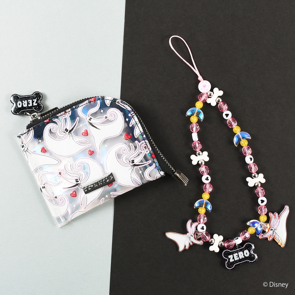 ミニポーチ/ビーズフォンストラップ ナイトメアー・ビフォア・クリスマス ゼロ デザイン