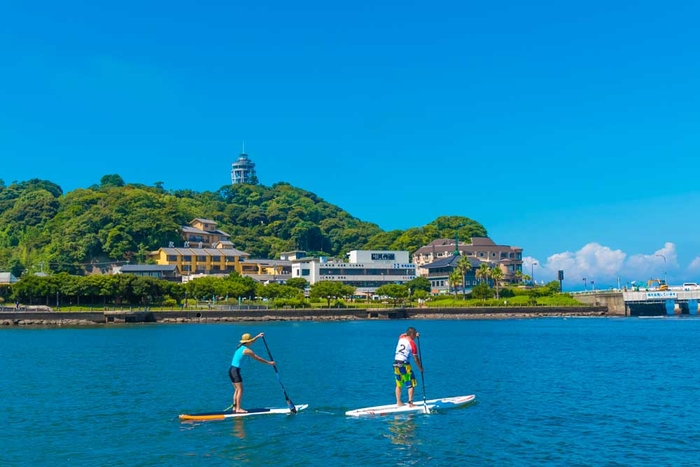 SUPで江ノ島周辺を海上散歩