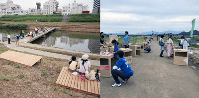 平成30年(2018年)にはじめて行われた「遠賀川水辺ピクニック」の様子