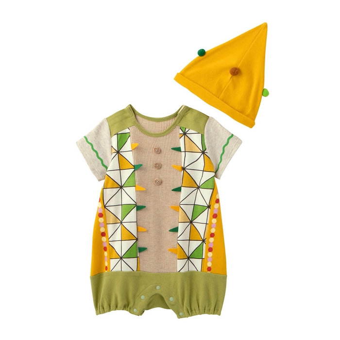 <ピカピカブ~!>コスチューム風ロンパース(グリーン&イエロー)