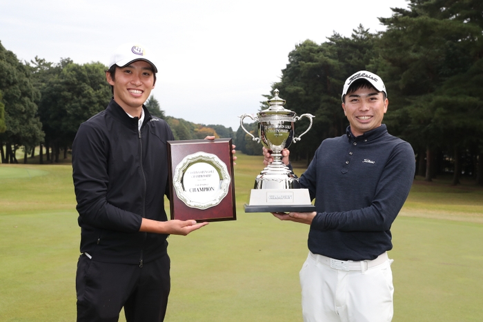 初代チャンピオンの上野晃紀(右)とローアマ安部高秀(左)