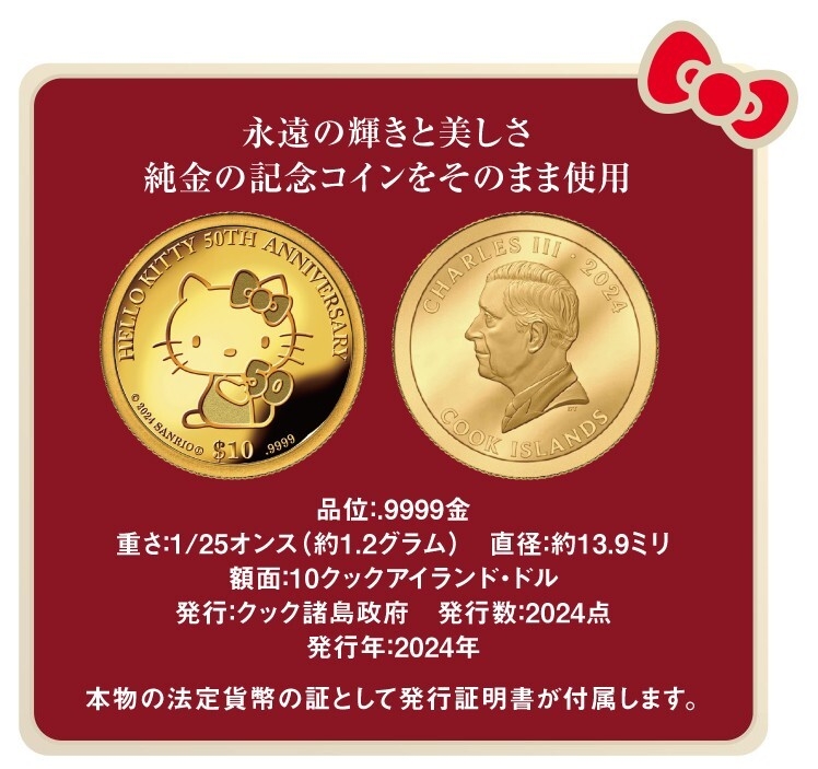 キティ50周年コインペンダント詳細