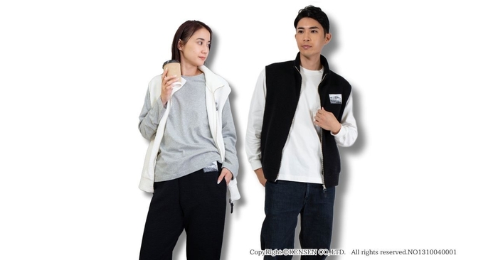 エベレスト 綿フルジップベスト　着用イメージ