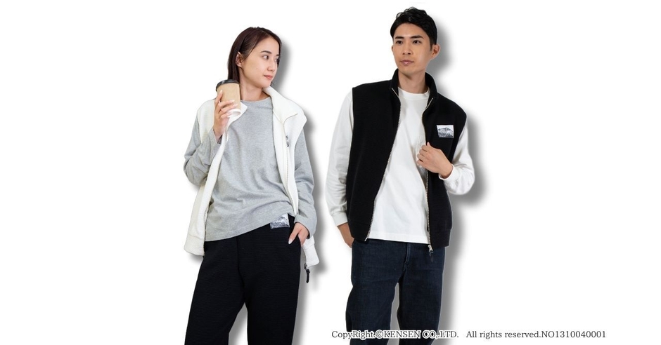 エベレスト 綿フルジップベスト　着用イメージ