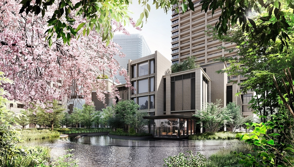 自然と共生する緑と水の外構 イメージ